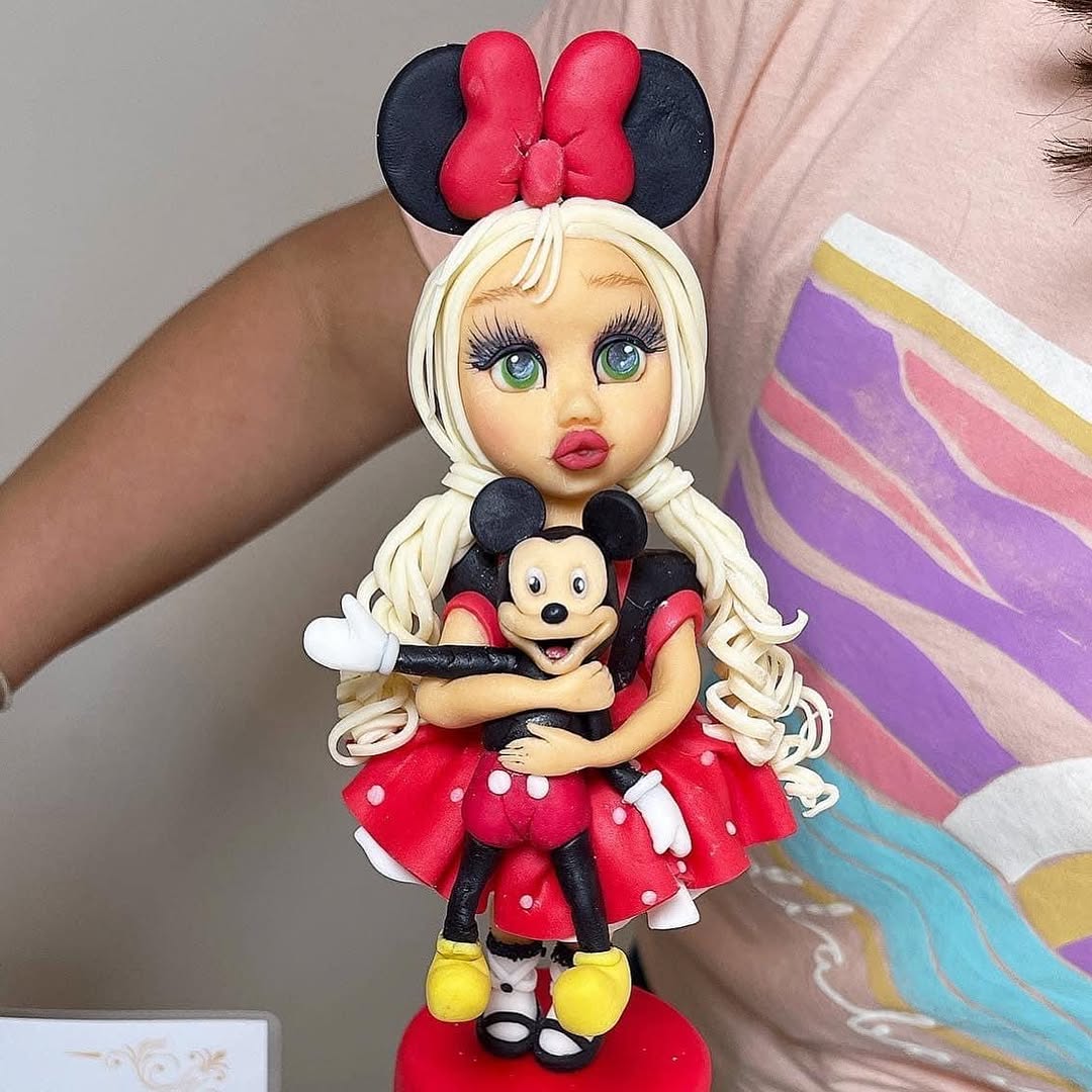 Hand-sculpted sugar doll figure with Mickey Mouse